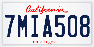 CA license plate 7MIA508