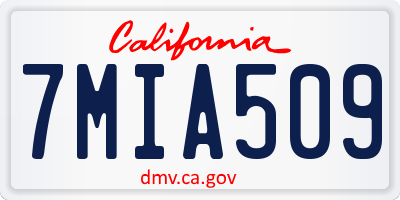 CA license plate 7MIA509