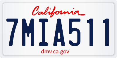 CA license plate 7MIA511