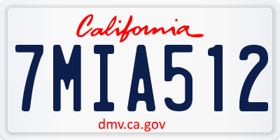 CA license plate 7MIA512