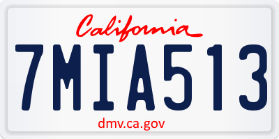 CA license plate 7MIA513