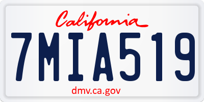CA license plate 7MIA519