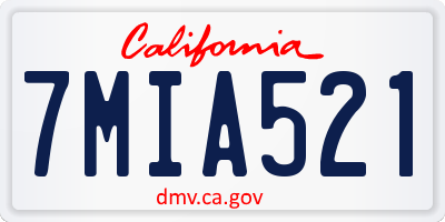 CA license plate 7MIA521