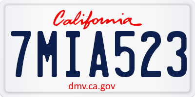 CA license plate 7MIA523