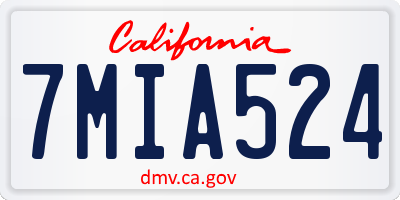 CA license plate 7MIA524