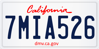 CA license plate 7MIA526