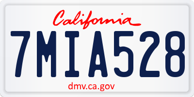 CA license plate 7MIA528