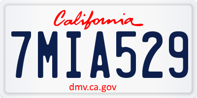 CA license plate 7MIA529