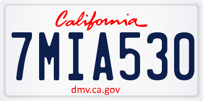 CA license plate 7MIA530