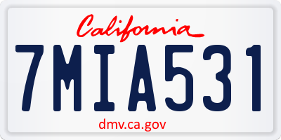 CA license plate 7MIA531