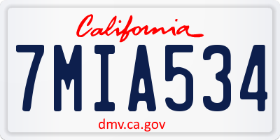 CA license plate 7MIA534