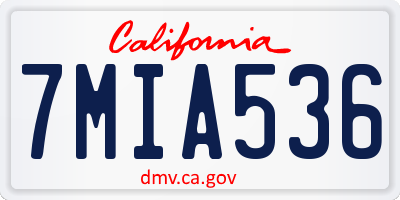 CA license plate 7MIA536