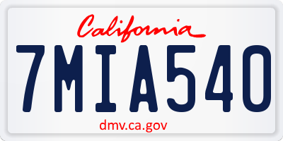 CA license plate 7MIA540