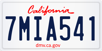 CA license plate 7MIA541