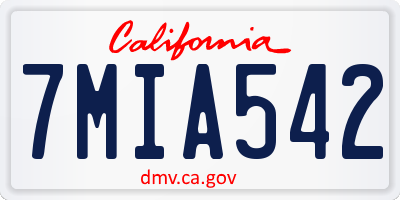 CA license plate 7MIA542
