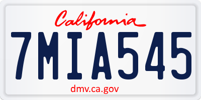 CA license plate 7MIA545