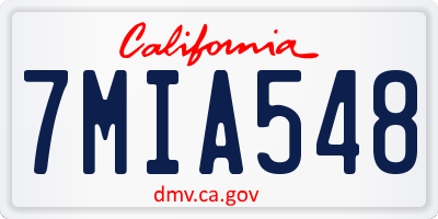 CA license plate 7MIA548