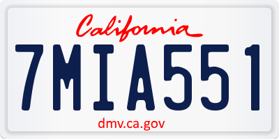 CA license plate 7MIA551
