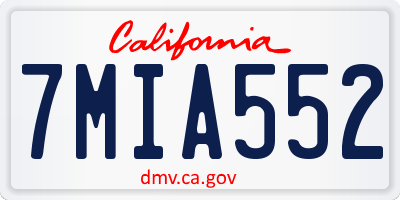 CA license plate 7MIA552