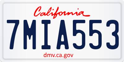 CA license plate 7MIA553