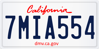 CA license plate 7MIA554