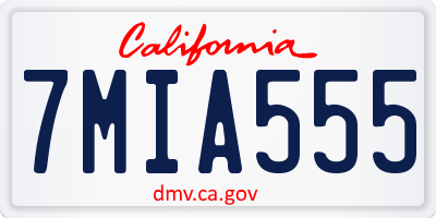 CA license plate 7MIA555
