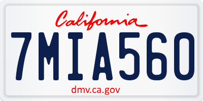 CA license plate 7MIA560