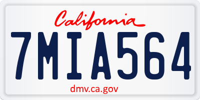 CA license plate 7MIA564