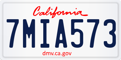 CA license plate 7MIA573