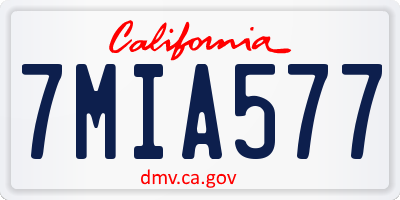 CA license plate 7MIA577