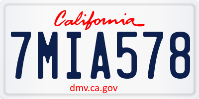 CA license plate 7MIA578