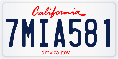 CA license plate 7MIA581