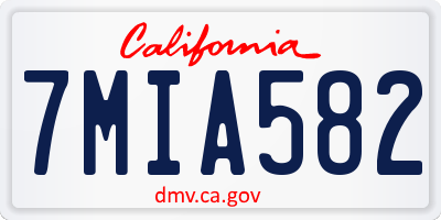 CA license plate 7MIA582