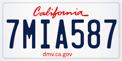 CA license plate 7MIA587