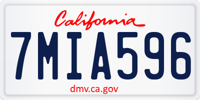 CA license plate 7MIA596