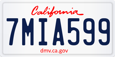 CA license plate 7MIA599