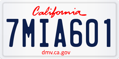 CA license plate 7MIA601