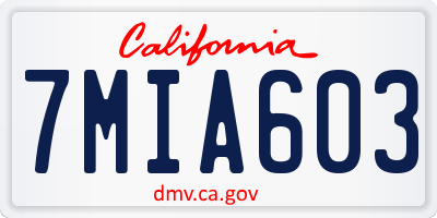 CA license plate 7MIA603