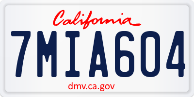 CA license plate 7MIA604