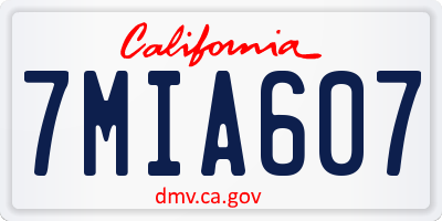 CA license plate 7MIA607