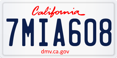 CA license plate 7MIA608