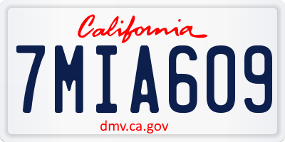 CA license plate 7MIA609
