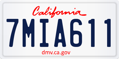 CA license plate 7MIA611