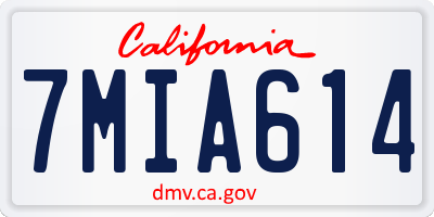 CA license plate 7MIA614