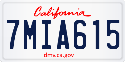 CA license plate 7MIA615