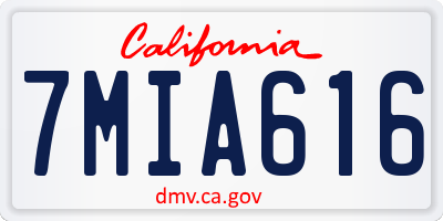 CA license plate 7MIA616