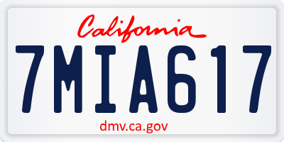 CA license plate 7MIA617