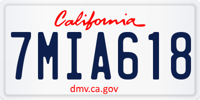 CA license plate 7MIA618