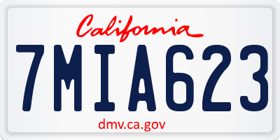 CA license plate 7MIA623