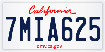 CA license plate 7MIA625